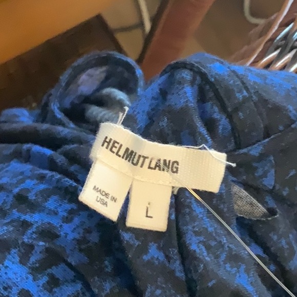 Helmet Lang Sleeveless Low Draped Back Shirt-Black & Blue- L- NWT - Picture 6 of 10